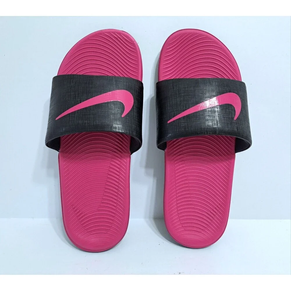Nike Kawa Slide Sandals Slides Black Pink Girls Size 6Y Beach Pool